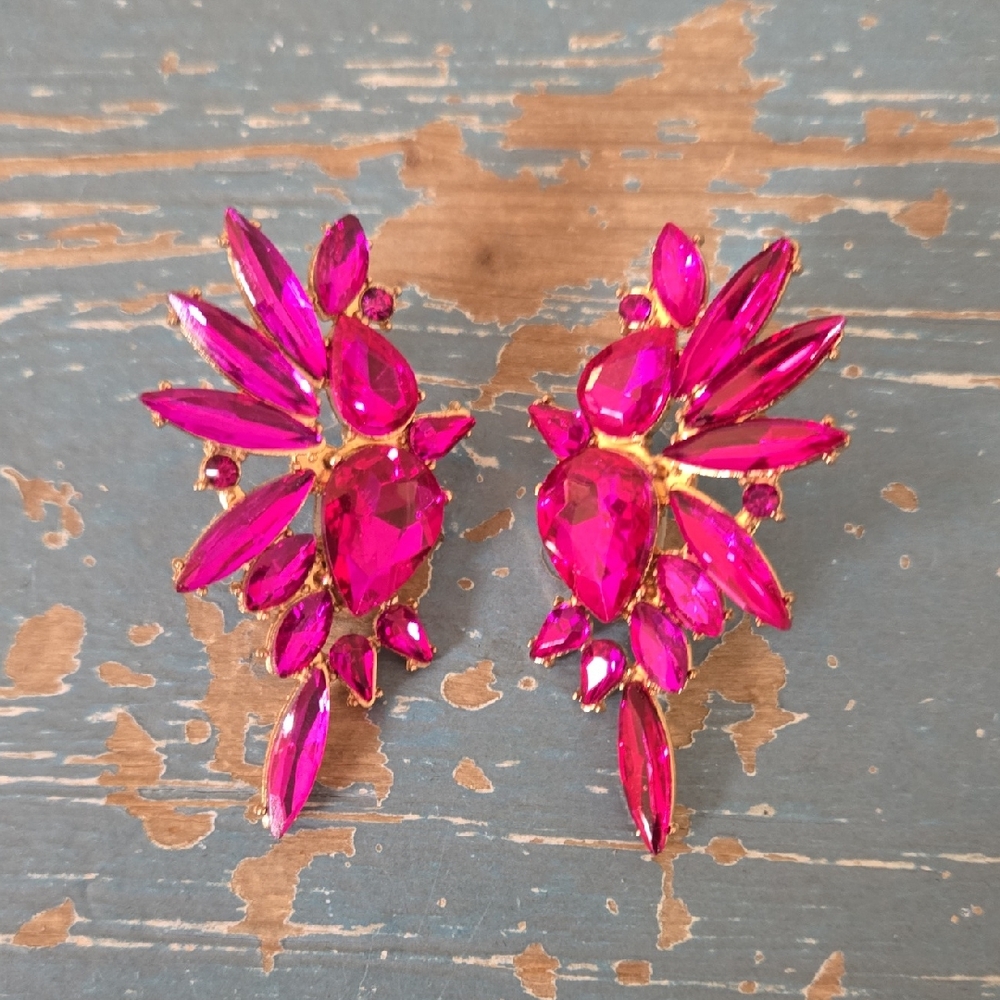✨️ Vibrant Fuchsia Crystal Earrings